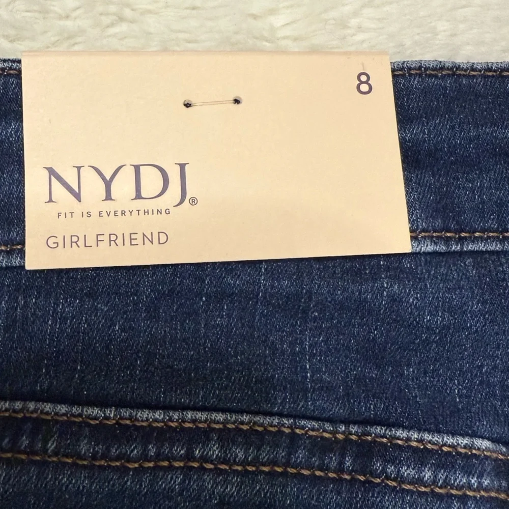 NYDJ Margot Girlfriend Cuffed Palace Blue Denim Jeans - Sz 8, NWT
